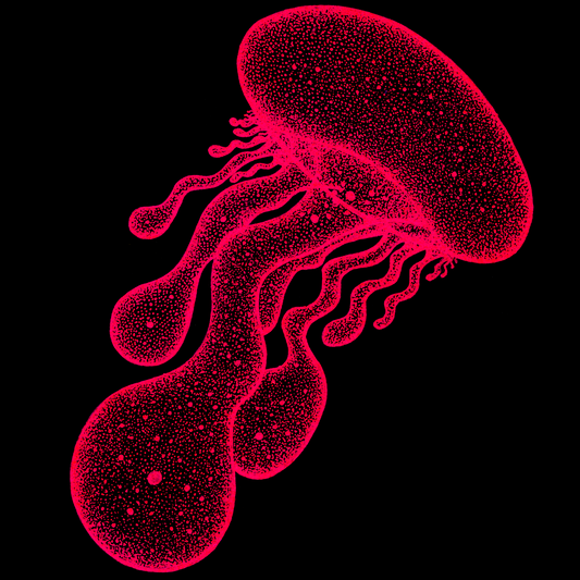 red-jellyfish--psychedelic-tropical-scuba-animal-underwater-art-clothing-tshirt-goft-art-print